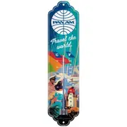 Nostalgic Art 28x6.5cm Wall Thermometer Room Temperature Pan Am Travel the World