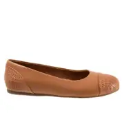 Softwalk Sonoma Cap Toe S1907-256 Womens Brown Narrow Ballet Flats Shoes 8.5