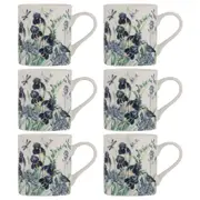 6x Ashdene Iris Garden Fine Bone China Coffee/Tea Mug Floral Pattern White