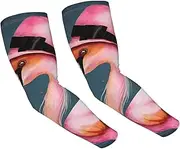 [FHEDVBN] Halloween Flamingo Witch Hat Arm Sleeves Compression Arm Covers for Men Women Outdoor Sun Sleeves Cooling Sports Sleeve, Black