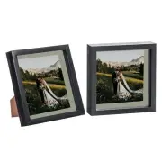 2x 8 x 8 3D Box Frame Photo Picture Deep Display Shadow 6 x 6 Mount Black/Grey