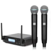 UHF Wireless Handheld Microphone Karaoke Mic Dual Channels for Singer Stage Home