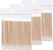 XUKZIMA 300 Pcs Microblading Cotton Swab with Wood Handle Small Pointed Tip Head for Eyebrow Tattoo Beauty Make-up Color Nail Seam Dedicated Dirty Picking Sticks