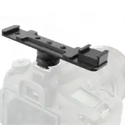 1/4 Dual Hot Shoe Bracket DLSR Flash Led Light DV Rig Extension Bar 120*25mm g