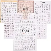 NAMOARLY 6pcs Yoga Pose Chart Canvas Wall Art Decor Stretching Exercises Poster for Home Office