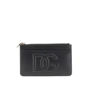 [DOLCE & GABBANA] DOLCE & GABBANA Leather cardholder pouch with embossed logo Woman One Size One Size Black