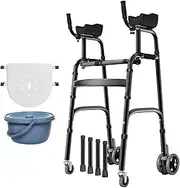 Standard Walker For Seniors Folding Walking Frame With Wheels And Seat Stand-Assist Walking Aids Lightweight Mobility Walker Height Adjustable Rollator