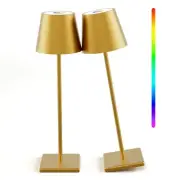 2-Pack LED Cordless Table Lamp with RGB & Stepless Dimming, 3W 5500mAh Rechar...