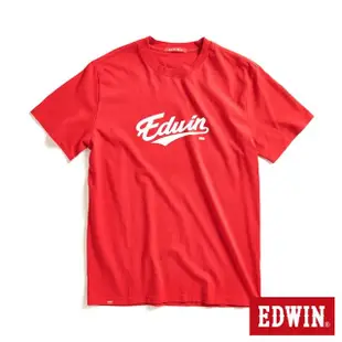 【EDWIN】男女裝 網路獨家↘復古可樂字形短袖T恤(暗紅色)