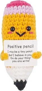 Kistreao Pencil Gifts Handmade Crochet Pencil Doll - Cute Yellow Back to School Gift for Students | Funny Classroom Decor & Positive Encouragement Present for Friends