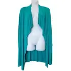 NWT Comfy USA teal blue Bora jacket cardigan size 3X waterfall collar open modal