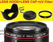 LENS HOOD+UV+CAP fit Canon Macro Lens EF 100mm 1:2.8L IS USM ( f/2.8L IS USM)