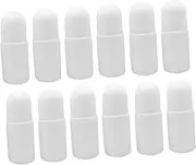 GANAZONO 12Pcs Plastic Roller Bottles Refillable Leak Containers for Essential Oils Perfume DIY Portable Travel with Smooth Roller Ball White