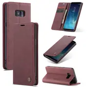 CaseMe Samsung Galaxy S8+ Plus Classic Leather Folio Case Cover Skin [Wine]