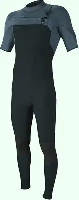 O'NEILL Men's 2mm HYPERFREAK Chest-Zip S/S Wetsuit Gunmetal/CadeBlu Large Tall