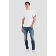 Replay Mens Basic Tee Jersey T-Shirt w/ Print White