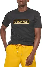 [Calvin Klein] Men's Standard UPF 40+ Short Sleeve Quick Dry Swim Shirt