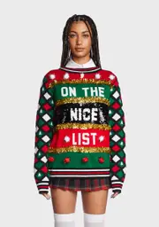 [Tipsy Elves] Naughty Or Nice Reversible Sequin Ugly Christmas Sweater