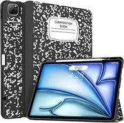 [Soke] New iPad Air 13 Inch Case (M2) 2024, iPad Pro 12.9 Case 6/5th Generation with Pencil Holder(2021 2022 Release)-[Apple Pencil Charging + Auto Wake/Sleep], Soft TPU Back Cover, Book Black