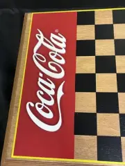 Vintage Coca-Cola Wooden Checkers Board Game With Metal Pieces