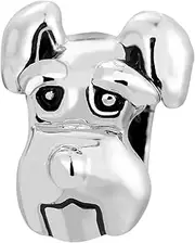 [LSxAB] Love Dog Charm Competible with Pandora Charm Bracelets Women Girls Silver Bead Family Friends Birthday, No Gemstone