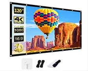 120 Inch 16:9 Foldable Anti-Crease Portable Projector Screen - Double Sided Projection Support for Home Theater, Indoor & Outdoor Movie Viewing