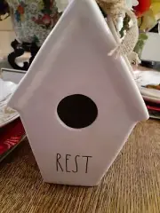 Rae Dunn by Magenta Birdhouse Ceramic Slant Roof Rest NEW with NEST on Back