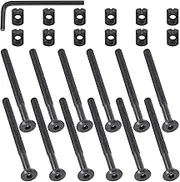M6 x 80mm 24PCS Black Zinc Plated Hex Socket Cap Bolts Crib Bolts and Barrel Nuts Cross Dowel Replacement for Crib Cots Beds Chair Table Desk Furniture