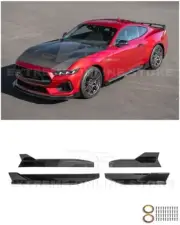 For 24-Up Ford Mustang | GT500 Performance GLOSSY BLACK Side Skirts Rocker Panel