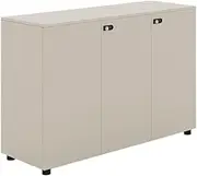 File Cabinet Gray and White Three-Door Wooden File Cabinet with Lock Conference Room Pantry Office Storage Information Office Drawer
