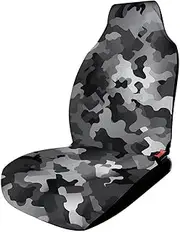 HETVBNS Breathable Car Seat Cover Black White Gray Camouflage Car Front Seat Protector with Elastic Band Edge Auto Seats Cushions Cars Interior Accessories Fit SUV Sedan Van Truck 1PCS