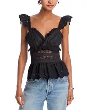 Aqua Eyelet Flutter Tank Top - Exclusive