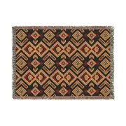 Peruvian Style Boho Woven Blanket, Andean Inspired Geometric Pattern Throw