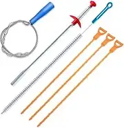 DABOBOTOOL 6 Pack Clog Remover Drain Relief Auger Cleaner Tool,Sink Drain and Snake Overflow Cleaning Brush, Sewer Hair Catcher,(Bathroom Tub, Toilet,Dredge Pipe,Clogged Drains, Sewers,Sink, Kitchen)