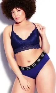 Bralette & Micro Hipster Set Size 22 CCX By City Chic Lace Soft Cup Bra Blue