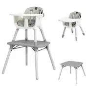 Babyjoy 5-in-1 Baby High Chair Infant Dining Eating Seat Table & Chair Set w/Adjustable Tray Grey