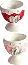 KOCKSHION 2Pcs Ceramic Egg Cups European Style Breakfast Holders Scratch Resistant Modern Design for Home Table for Soft Boiled Eggs Easy to Clean