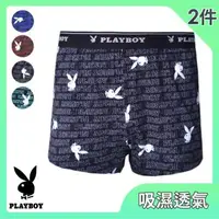 在飛比找森森購物網優惠-【PLAYBOY】美國純棉針織印花平口褲2件組(四色可選 M