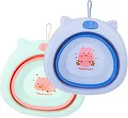 CIMAXIC 2pcs Boys and Girls Wash Basins Collapsible Portable Sink Foldable Basin for Infants Green