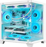 Panorama White Gaming PC Desktop -AMD Ryzen 5 5600GT 3.6GHz-RTX 4060 8GB-16GB DDR4 RAM-1TB M.2 +2TB SATA SSD-240 Liquid Cooler -RGB Fans-Windows 11 Pro Desktop Computer