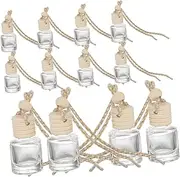 WOFASHPURET 12pcs DIY Aromatherapy Bottle Small Car Diffuser Essential Oil Diffuser Hanging Aroma Bottle Interior Car Accessories Car Ornament Scent Delicate Aroma Bottle Glass Car Oil Filling