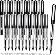 JOBONUS 24 Pack Black Fine Point Roller Ball Pens, 0.5mm Liquid Ink Pens for Writing Journaling Taking Notes School Office