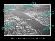 OLD POSTCARD SIZE PHOTO ATHLONE WESTMEATH IRELAND, AERIAL VIEW OF TOWN c1950 1