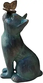 Cat Statue Garden Outdoor Decor, Resin Cat Ornaments for Garden Decor Cat with Butterfly Garden Statues Cute Cat Figures for Patio, Yard