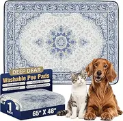 DEEP DEAR Washable Pee Pads for Dogs 65"x48" (1 Pc), Reusable Dog Pads Extra Large, Super Absorbent Puppy Pads XL, Waterproof & Leak-Proof Dog Pee Pads, Non-Slip Training Pads for Pet Housebreaking