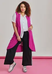 [Taking Shape] Taking Shape Ponte Spotlight Sleeveless Long Vest Size 20 in Violet Pink - Plus Size Women's Clothing Violet Pink