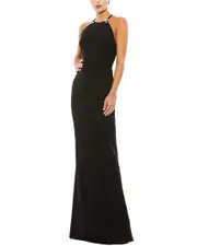 Mac Duggal Bow Criss-Cross Column Gown