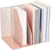 AUPSEN File Organizer for Desk, 4-Pack Desk Accessories & Workspace Organizers, Magazine File Holder, Mesh Desktop Organizer for Home Office (Rose Gold)