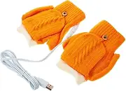 [TOKIDNY] 1pair USB Heated Gloves for Winter Electric Hand Warmers Thermal Comfort Half-Finger Design for Outdoor Activities for Cycling Skiing and Cold Weather Use