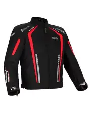 Men's CE Armored Nylon & Mesh Motorcycle Black & Red Waterproof Biker Jackets